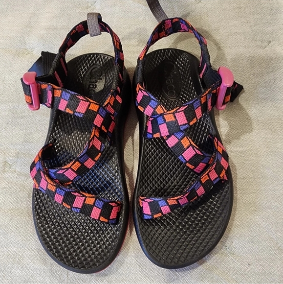 Chaco Kids 1 Sandal Ecothread J180256 Cubit Magenta 3.0 Adj Ankle Pink Blue - Picture 1 of 6